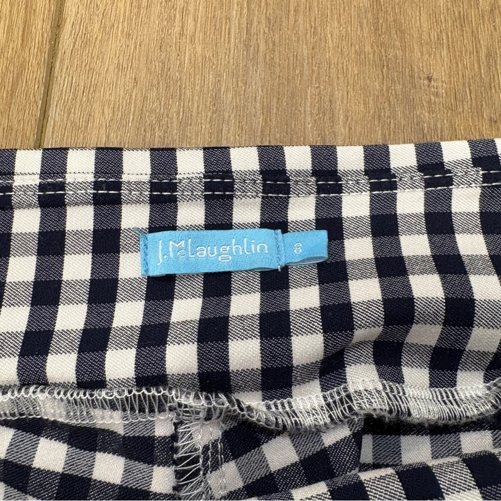 🌟J. MCLAUGHLIN🌟 GINGHAM CHECK PULL ON STRETCH PANT NAVY / WHITE SZ 8 - Picture 4 of 6